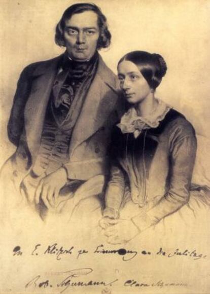Robert Schumann y Clara Wieck, en un retrato de 1847.
