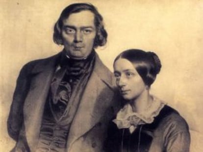 Robert Schumann y Clara Wieck, en un retrato de 1847.