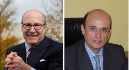 El presidente del Círculo de Empresarios, John de Zulueta (derecha) y el candidato a la presidencia del Círculo de Empresarios Manuel Pérez-Sala Gozalo (izquierda).
11/01/2021