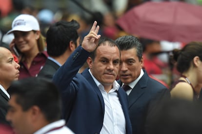 Cuauhtémoc Blanco, durante un acto proselitista en Ciudad de México, en una imagen de archivo.