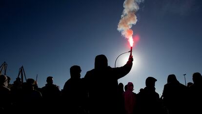 Trabajadores del sector del metal de la provincia de Cádiz se manifiestan para reivindicar un nuevo convenio, el pasado noviembre.