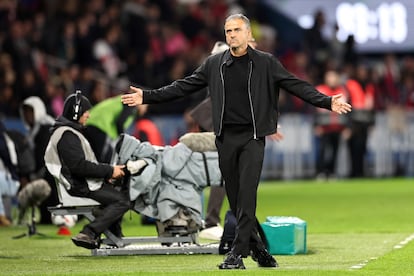 Luis Enrique durante el partido de la Ligue 1 ante el Estrasburgo este sábado.