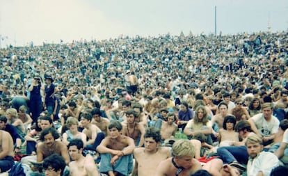 Una imagen del pblico en el festival Woodstock en agosto de 1969.