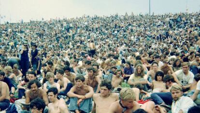 Una imagen del público en el festival Woodstock en agosto de 1969.