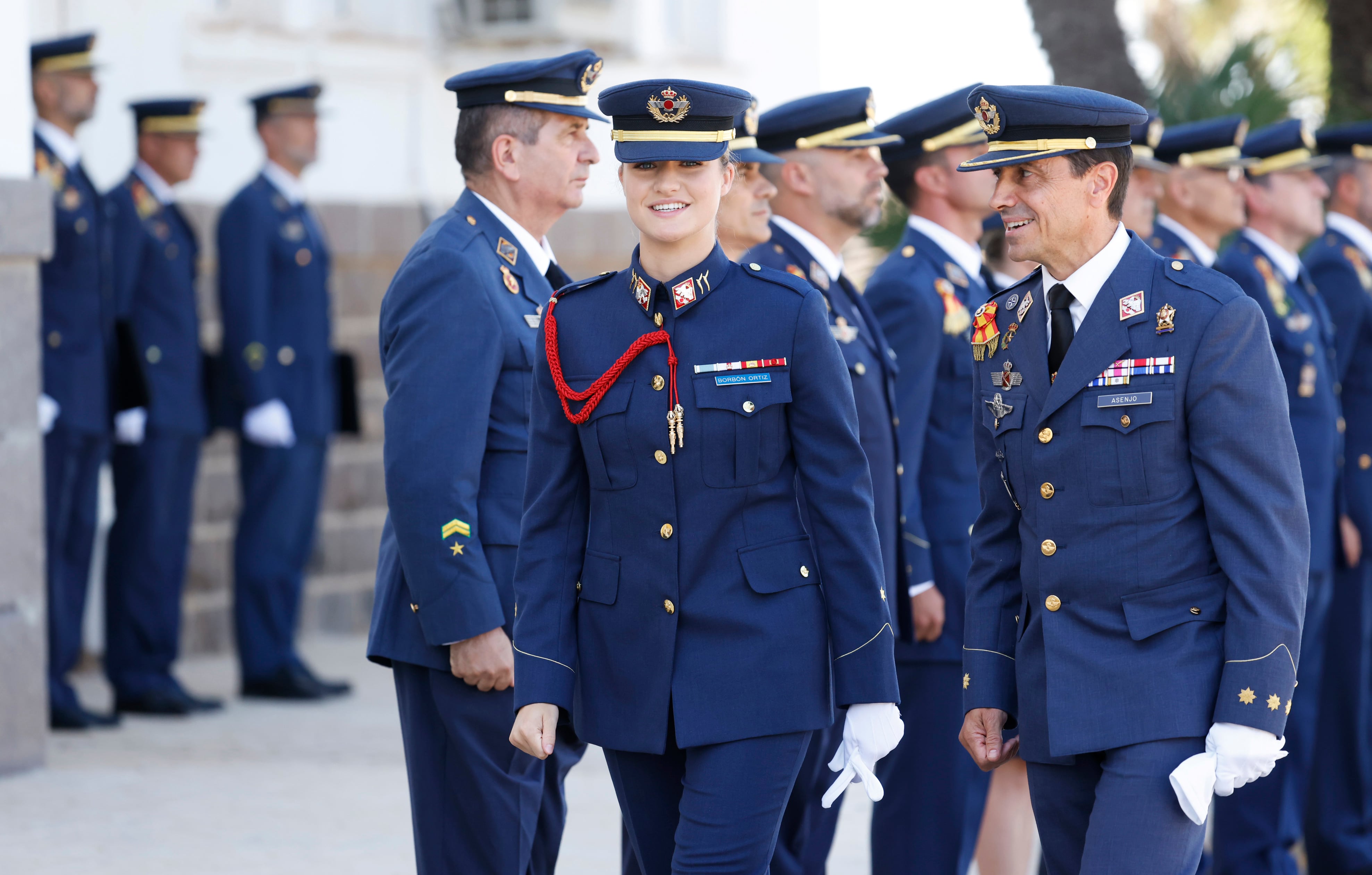 La princesa Leonor, este lunes a su llegada a la Academia del Aire y el Espacio en San Javier (Murcia). 