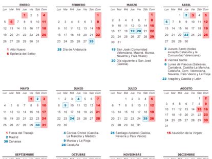 Calendario laboral de 2015