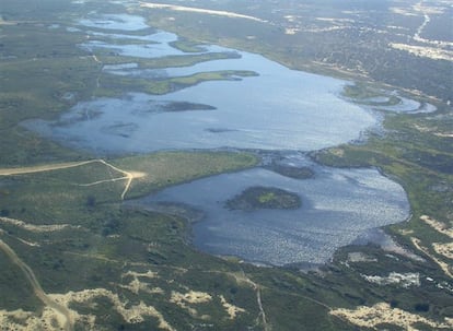 Aerial view of the Santa Olalla lagoon, in 2003. / HÉCTOR GARRIDO (EBD, CSIC)