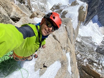 Leo Gheza, en el Pilar del Frêney.