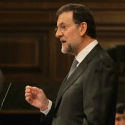 Mariano Rajoy, durante su primer discurso en el Congreso de los Diputados el 8 de febrero de 2012.