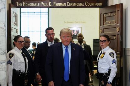 El expresidente Donald Trump, en el tribunal de Manhattan que le juzgará por una acusación de fraude en los negocios, el 2 de octubre en Nueva York.