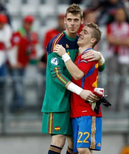 De Gea e Muniain, em uma partida pela seleção espanhola sub-21.