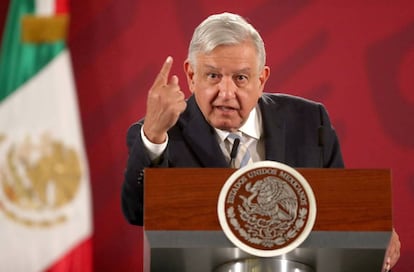 El presidente López Obrador, durante la conferencia de prensa del martes.