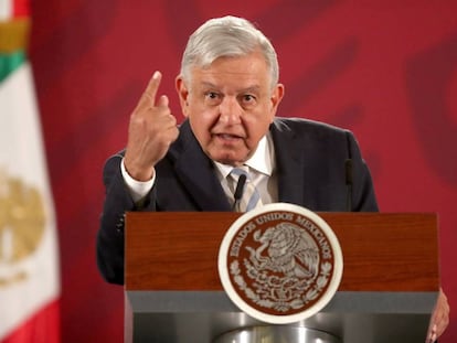 El presidente López Obrador, durante la conferencia de prensa del martes. 