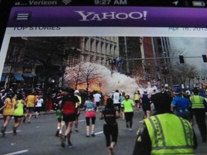 Yahoo News visto en un iPhone de Apple.