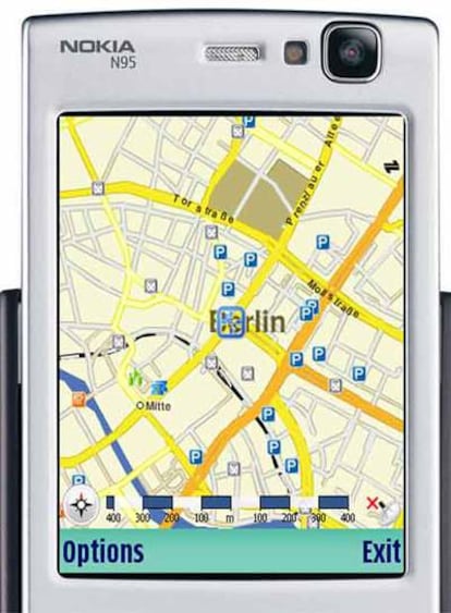 Un mapa del servicio de localización de Nokia, en uno de sus teléfonos