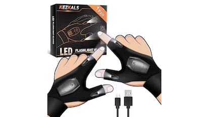 Este modelo de guantes con luz led posee un ajuste de velcro para la muñeca e incluye cable de carga USB.