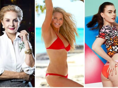 Bimba Bos&eacute; y David Delfin, Carolina Herrera, Christie Brinkley y la modelo Charli Howard para la campa&ntilde;a de Desigual.