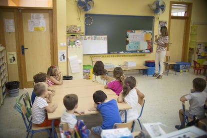 Alumnos del colegio de educaci&oacute;n de infantil y primaria Jacarand&aacute;, en Sevilla. 