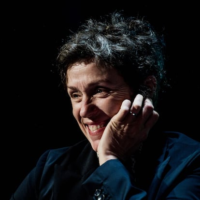 (FILES) In this file photo taken on October 14, 2019 US actress Frances McDormand gives a masterclass during the 11th edition of the Lumiere Film Festival, in Lyon, central eastern France. - Anthony Hopkins and Frances McDormand are the biggest names on the Bafta film awards shortlist, released on March 9, 2021, which includes a diverse raft of actors and directors following criticism last year. (Photo by JEFF PACHOUD / AFP)