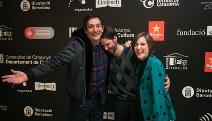 Los directores Agust&iacute; Villaronga (izquierda), Carlos Marques y Carla Sim&oacute;n, ayer en los premios Gaud&iacute;.