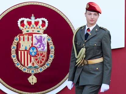 La princesa Leonor durante el desfile militar del 12 de octubre, en Madrid.