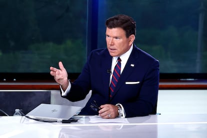 El presentador Bret Baier, en un programa en Fox News en agosto. 