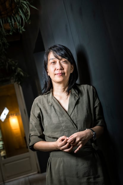 The novelist Han Kang, during her interview.