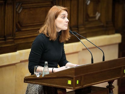 Jessica Albiach, en una imagen de archivo interviniendo en el Parlament.