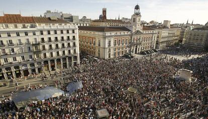 Concentración en la Puerta del Sol con motivo del primer aniversario del 15M.