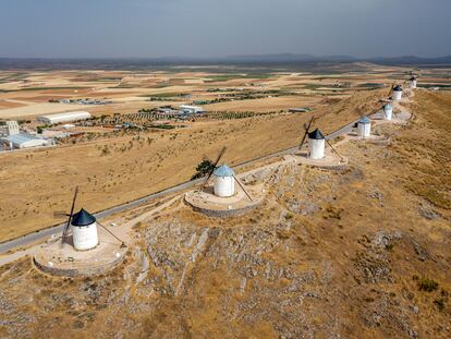 El conjunto de molinos de viento en Consuegra, en la provincia de Toledo.