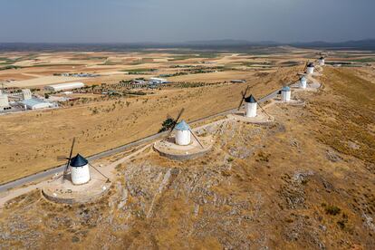 El conjunto de molinos de viento en Consuegra, en la provincia de Toledo.