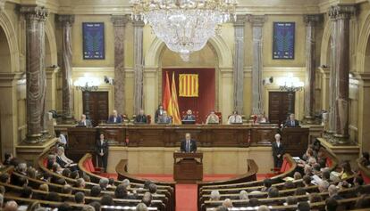 Quim Torra, durante su discurso en el debate de investidura.