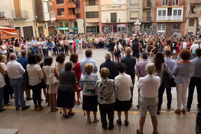 Protesta por una víctima de violencia machista, ayer en Borriol.