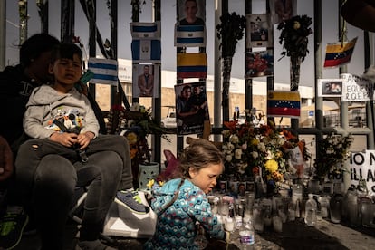 South American and Central American migrants waiting outside the National Migration Institute