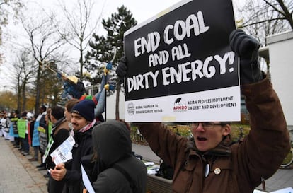 Protesta contra el carb&oacute;n durante la Cumbre del Clima de Bonn.