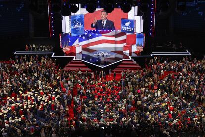 Ted Cruz en el escenario de la convención, este martes.