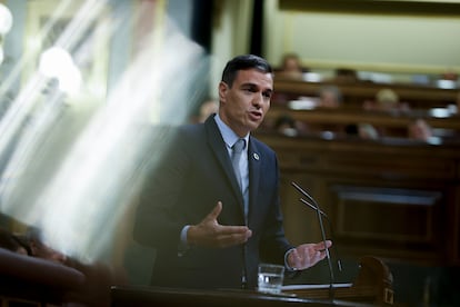 El presidente del Gobierno, Pedro Sánchez, interviene en la sesión de tarde  del debate sobre el estado de la nación.