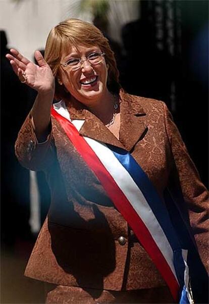 La presidenta chilena, Michelle Bachelet, ayer en el palacio de la Moneda.