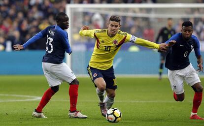 El colombiano James Rodriguez supera a Kanté y Lemar.