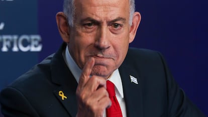 Netanyahu, el día 21 en una rueda de prensa en Jerusalén.