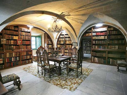 A biblioteca do mosteiro de San Xoán de Poio na actualidade.