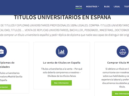 Página web que oferta títulos falsos de España.