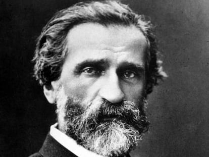 Retrato del compositor Giuseppe Verdi.