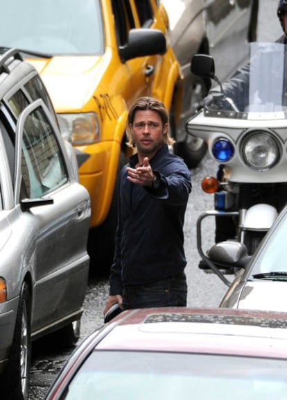 El actor Brad Pitt en un momento del rodaje de 'World War Z' en Glasgow (Escocia), el pasado mes de agosto.