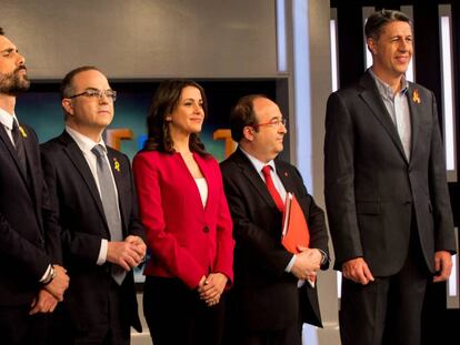 Los candidatos a la Generalitat de Catalu&ntilde;a antes del debate del jueves.
 