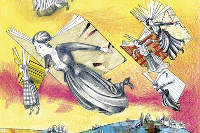 Ilustración de la reedición de 'La mujer del porvenir' de Nórdica Libros.