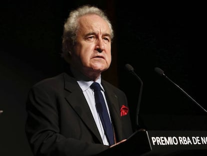 John Banville, anoche durante el acto de proclamaci&oacute;n del Premio RBA de Novela Negra.