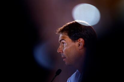 Nadal, este miércoles en la sala de conferencias de la Caja Mágica de Madrid.