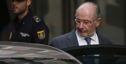 Rodrigo Rato tras su declaración en el Audiencia Nacional el pasado jueves.