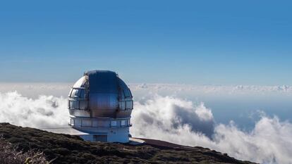 Observatorio astrofísico en el Roque de Los Muchachos, la montaña más alta en La Palma.